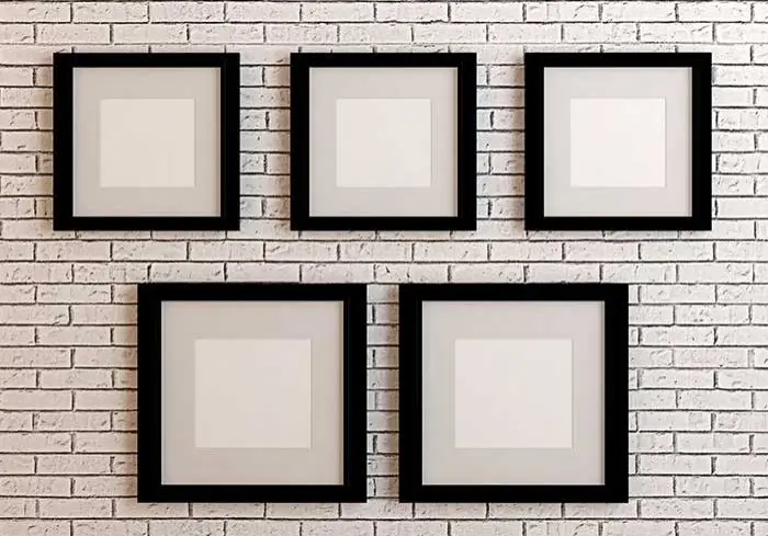 5 frames on wall